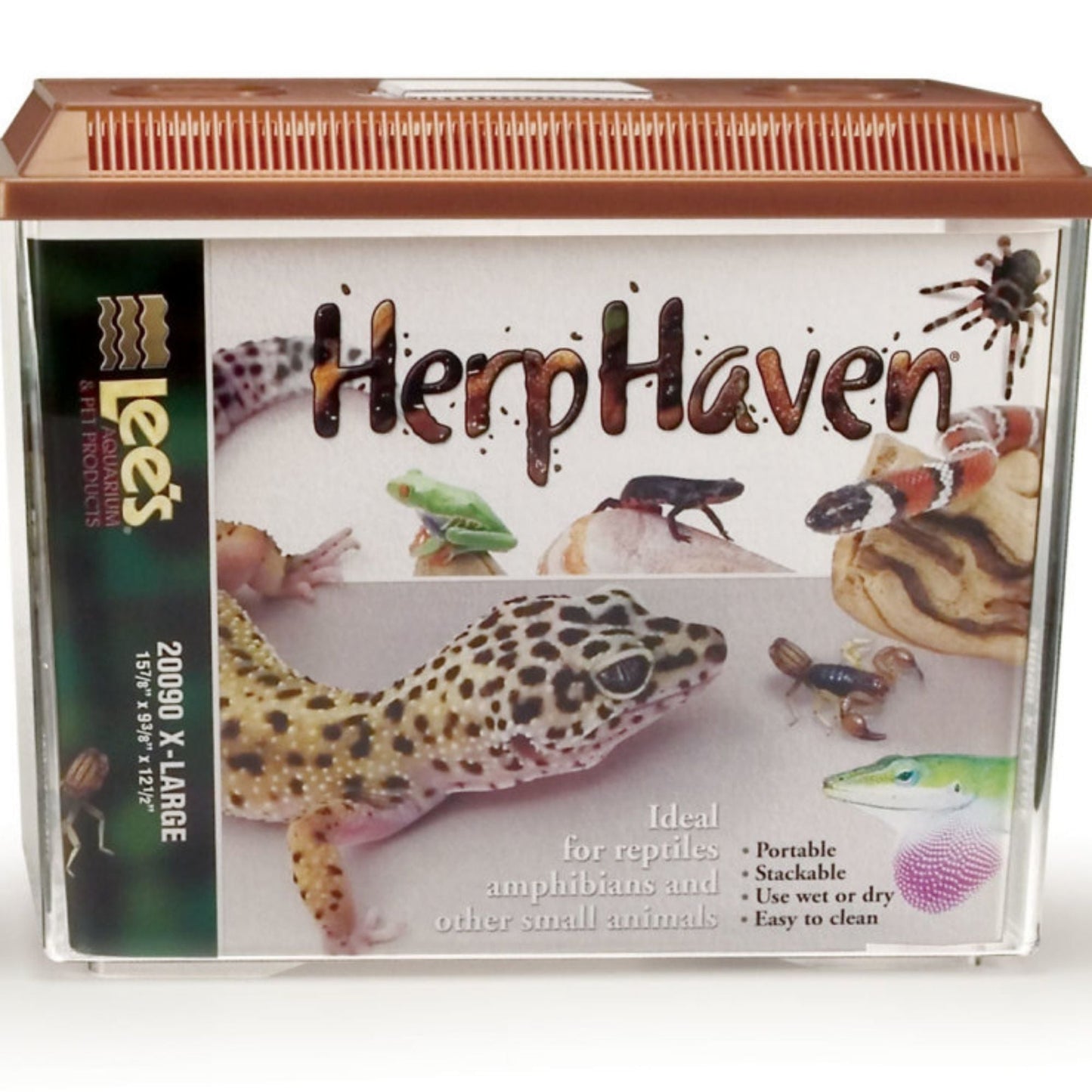 Lee's Aquarium & Pet Products HerpHaven Carrier for Reptiles & Amphibians Brown, 1ea/15.75In X 12.5 in, XL