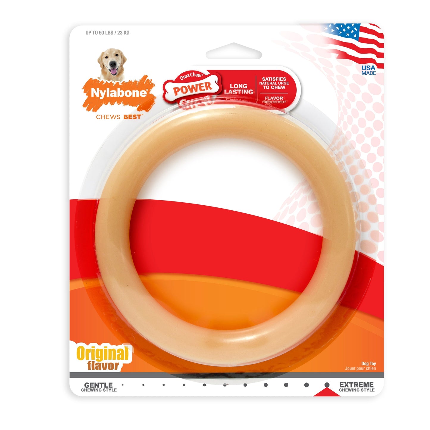 Nylabone Power Chew Ring Dog Chew Toy Original, 1ea/Large/Giant Up To 50 Lbs. 1 ct