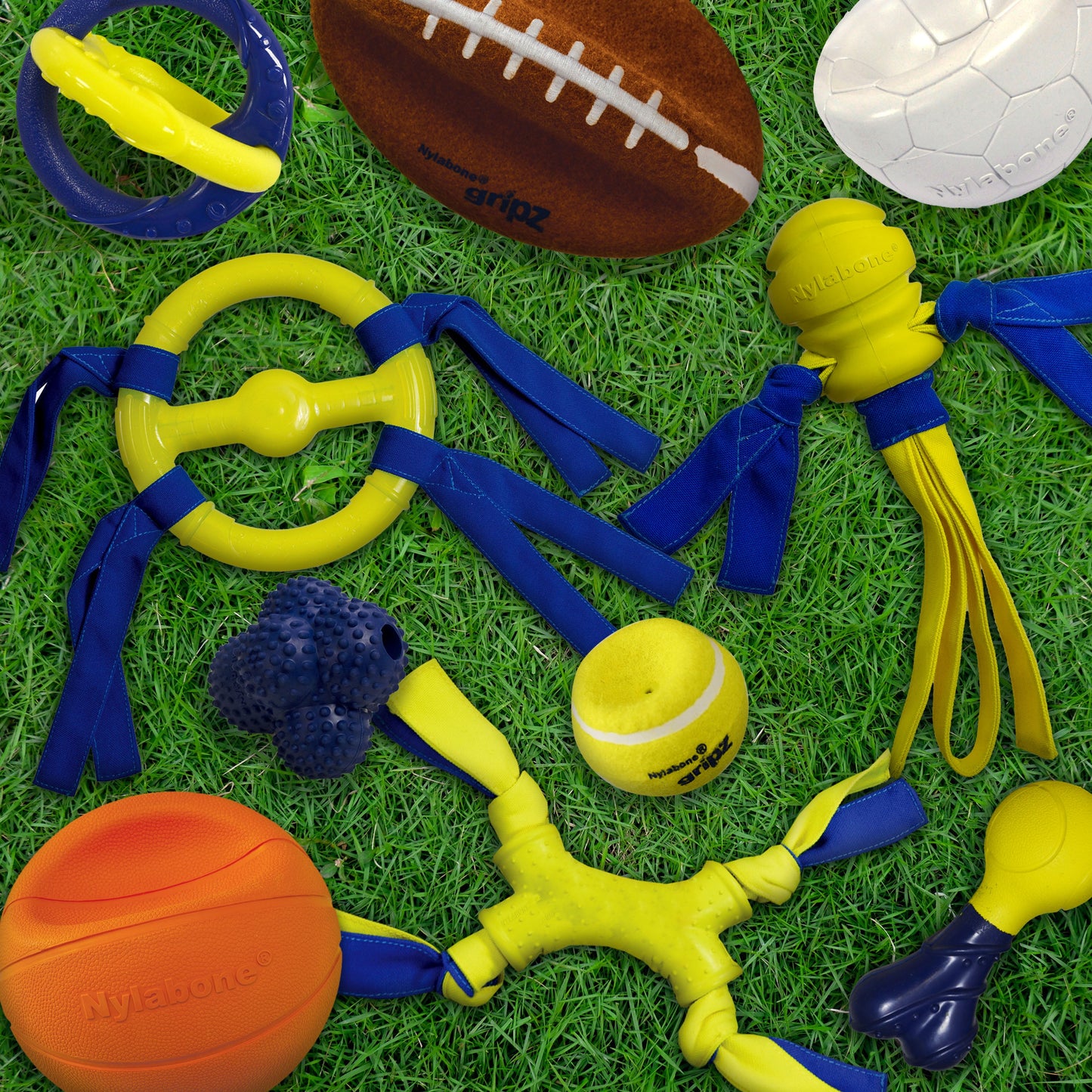 Nylabone Power Play Gripz Dog Soccer Ball Toy 1ea/Medium/Wolf Up To 35 Lbs. 1 ct