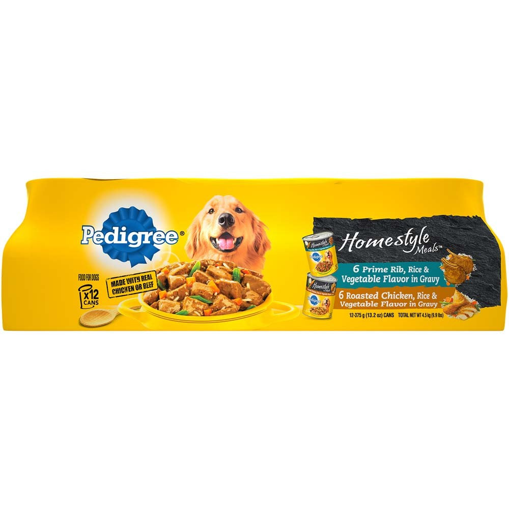 PEDIGREE Homestyle Meals Prime Rib Flavor and Hearty Chicken Flavor 13.2oz/12ct