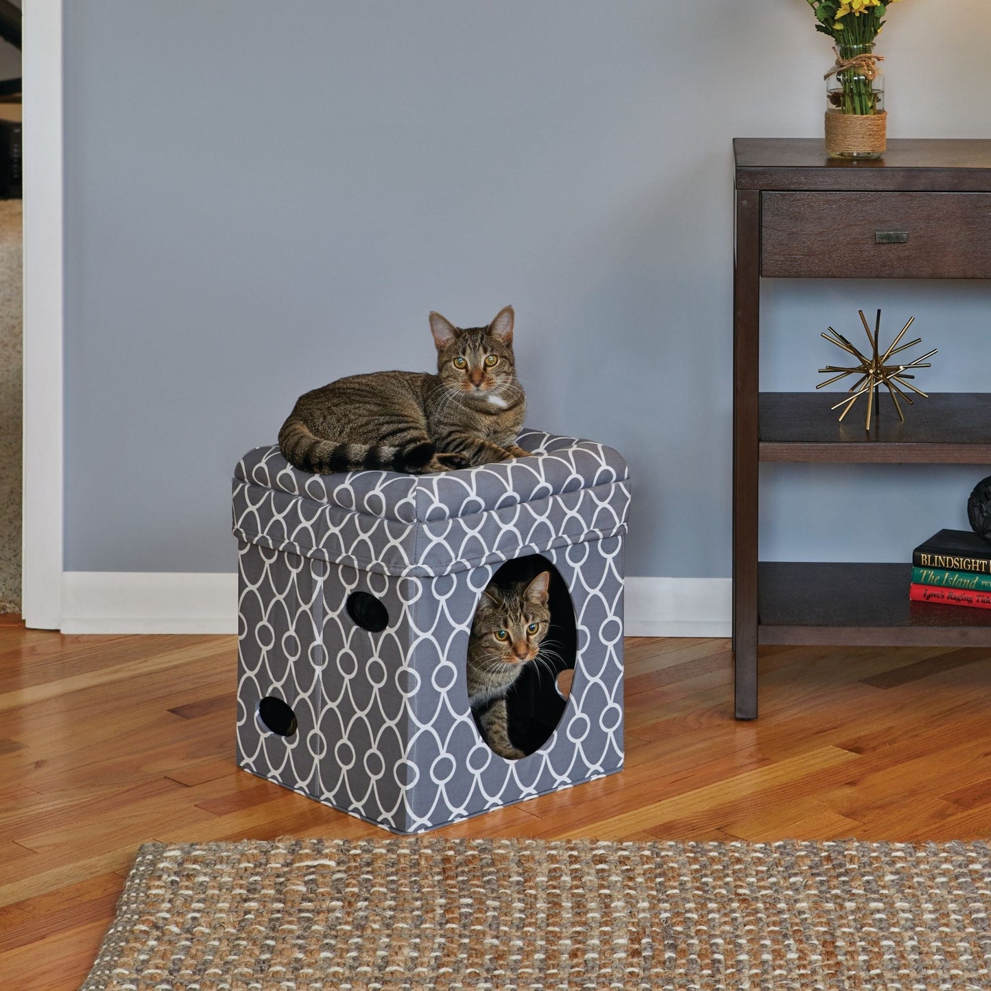 MidWest Homes for Pets Curious Cat Cube Gray Geo 1ea/15 X 15