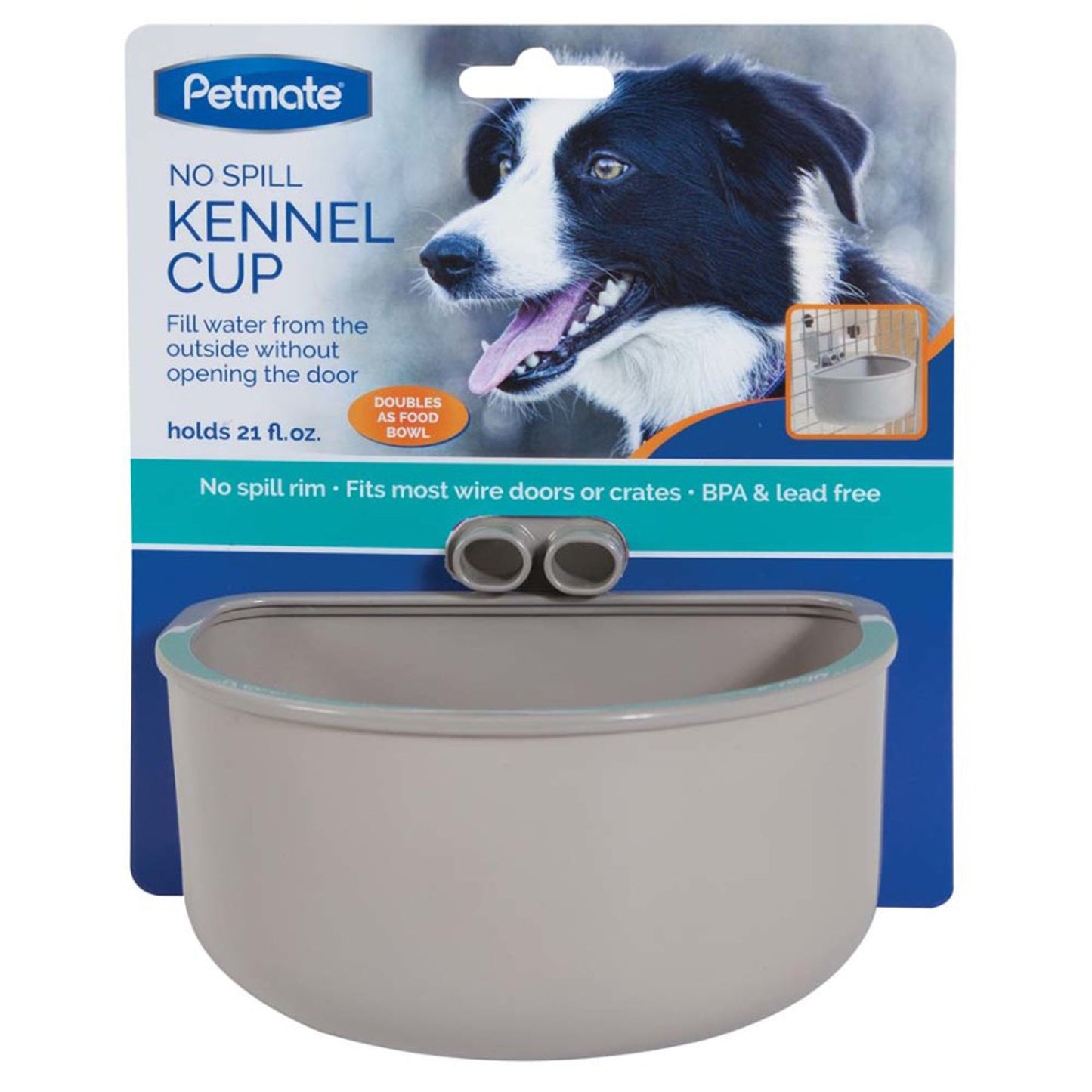 Petmate No Spill Kennel Cup Large Gray Large
