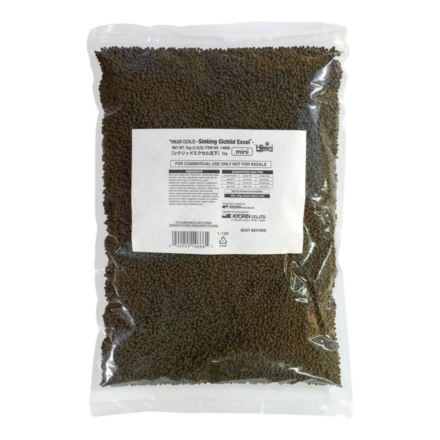 Hikari USA Cichlid Excel Sinking Pellets Fish Food 1ea/2.2 lb, Mini