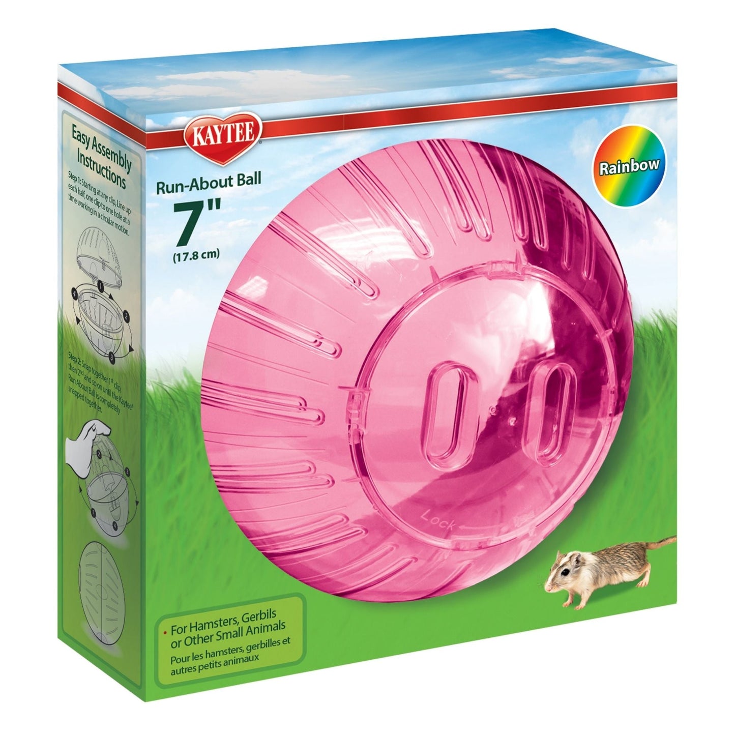 Kaytee Run-About Mini Exercise Ball Rainbow Rainbow 1ea/7in.