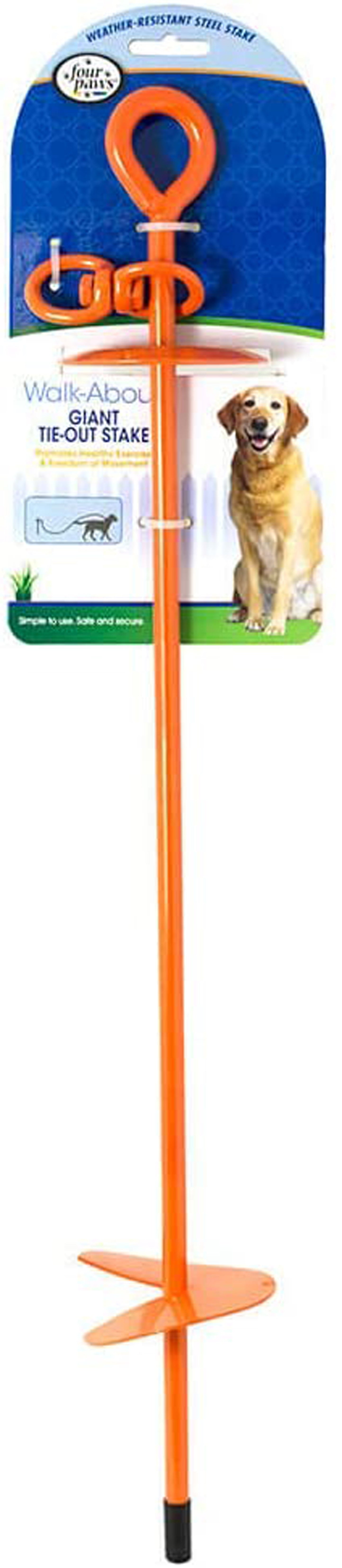 Four Paws WalkAbout Dog Tie Out Stake Orange, 1ea/28 in