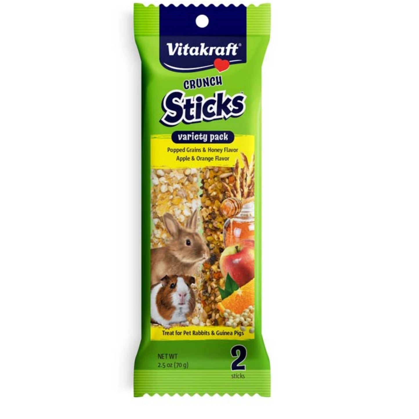 Vitakraft Crunch Sticks Rabbit & Guinea Pig Treats Popped Grains & Honey, Apple & Orange 1ea/2.5oz., 2 ct