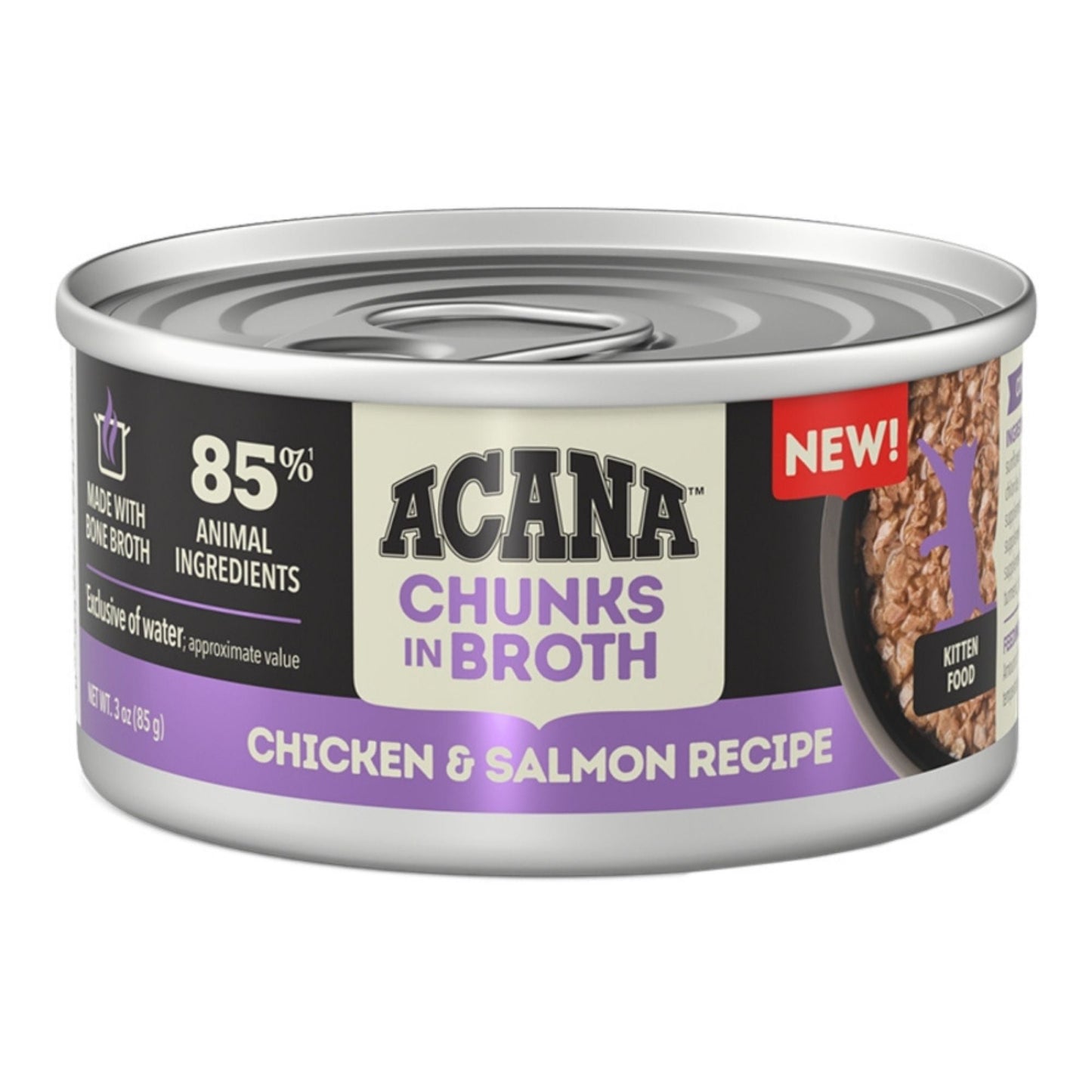 Acana Cat Grain Free Chunks In Broth Chicken & Salmon Recipe For Kittens 3oz. (Case of 24)