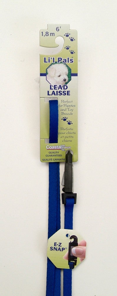 Coastal Li'l Pals Nylon Leash with E-Z Snap Blue 3/8X6ft