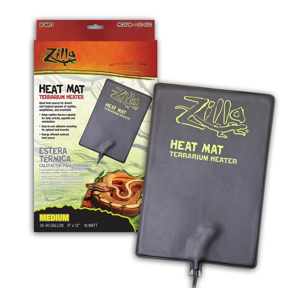 Zilla Heat Mat Terrarium Heater Medium 30-40gal 8X12 16W