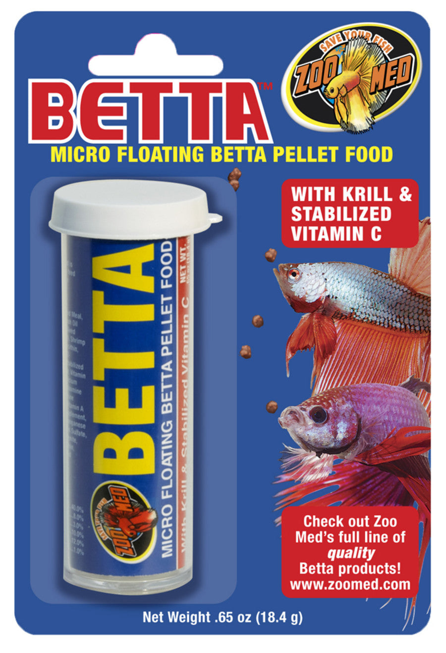 Zoo Med Micro Floating Betta Pellet Canister Fish Food .65oz