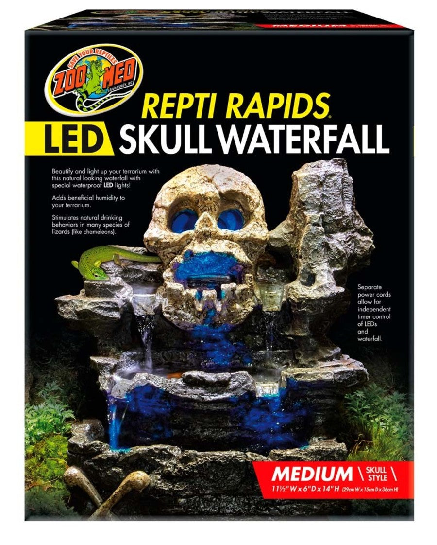 Zoo Med ReptiRapids LED Skull Waterfall Medium