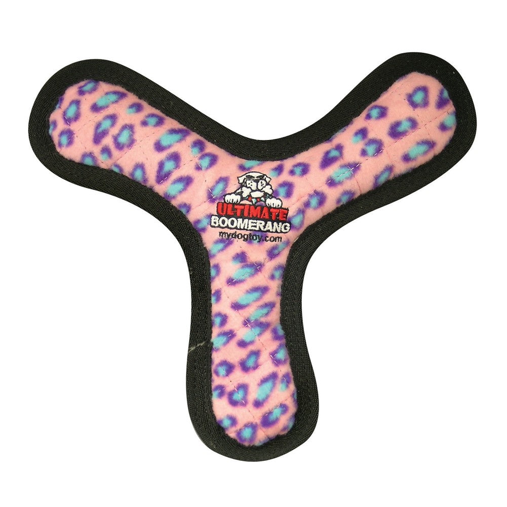 Tuffy Ultimate Boomerang Dog Toy Pink Leopard
