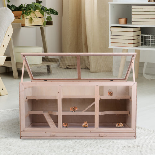 Pawhut Fir Wood Hamster Cage Mouse Rats Mice Small Animals Exercise