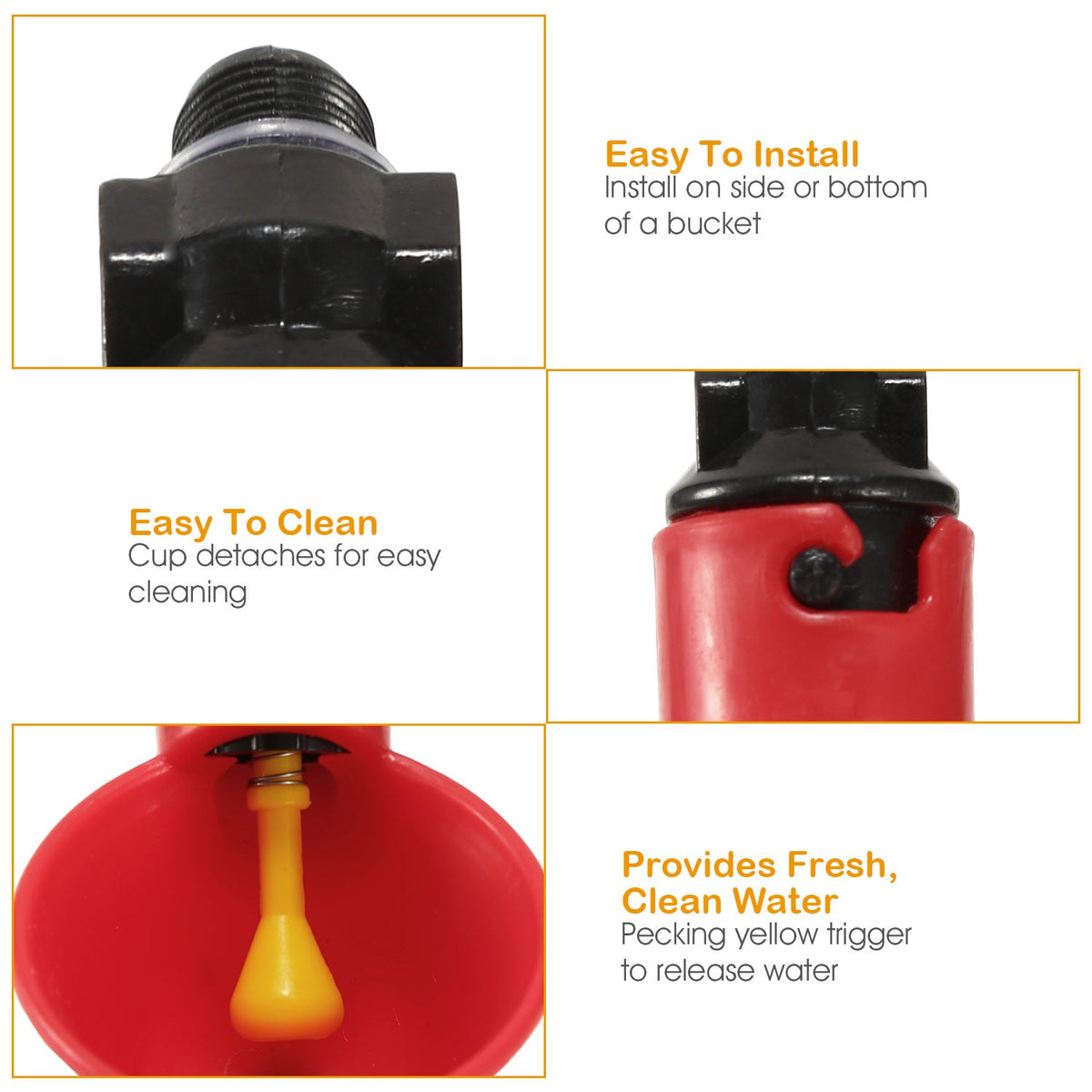 20 Pack Chicken Waterer Automatic Poultry Waterer Chicken Drinker Cups w/Mounting Joint for Chicken Poultry