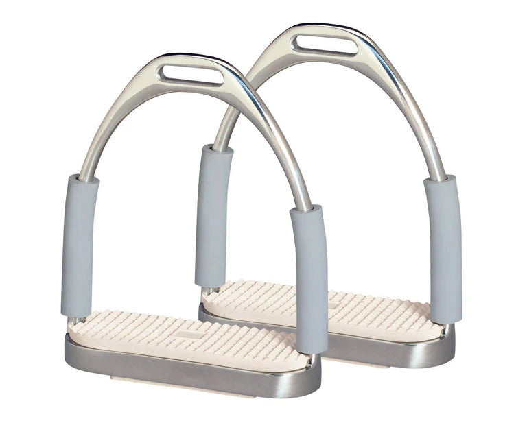 Herm Sprenger Horse S Line 2 Joint Stirrups, St.St. With White Pad 4.3/4"