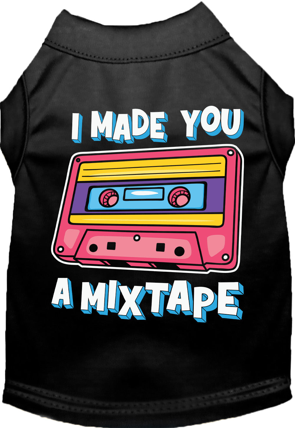 Fun Retro Cat or Dog Shirt for Pets "Made You a Mixtape"