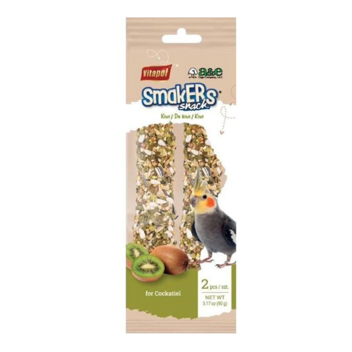 A & E Smakers Treat Stick Cockatiel Kiwi 2Pk
