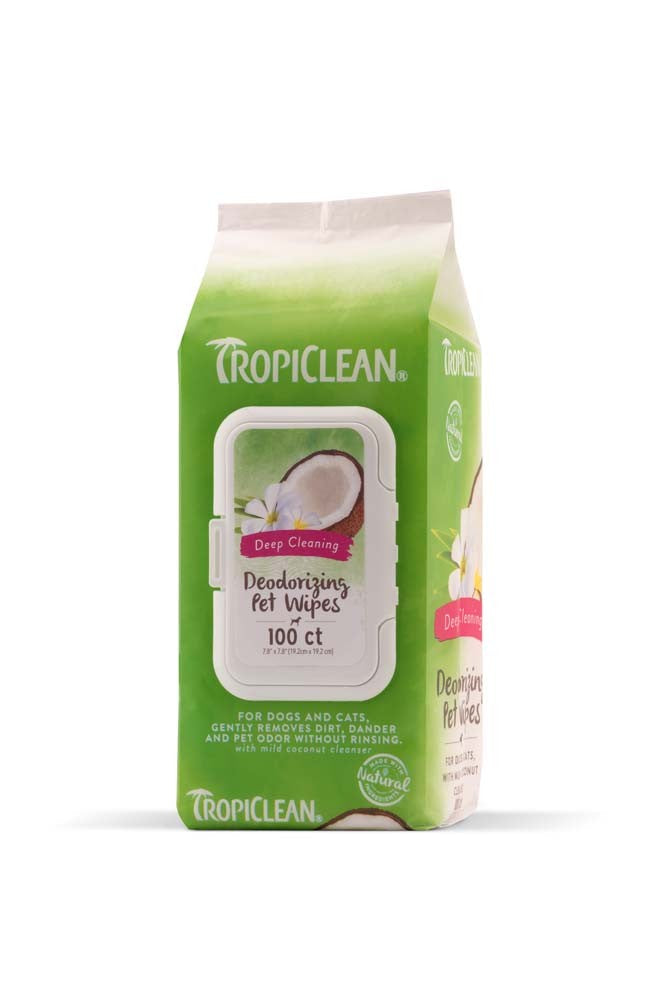 TropiClean Tushy & Paw Pet Wipes Berry and Coconut 100ct