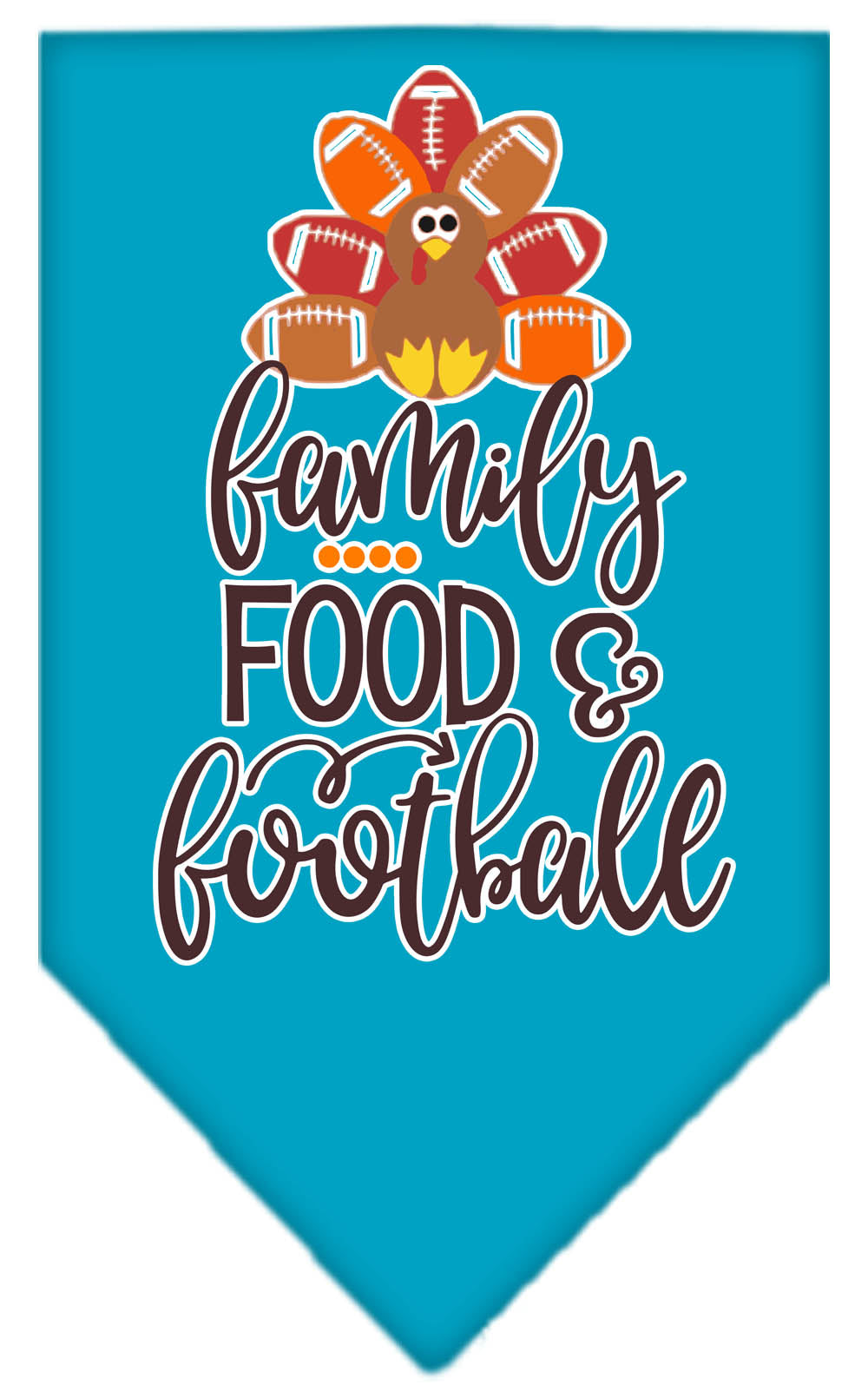 Pet and Dog Bandana Screen Printed, "Family, Food, & Football"