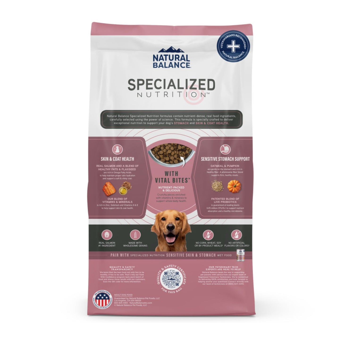 Natural Balance Pet Foods Specialized Sensitive Skin Stomach Dry Dog Food Salmon Oatmeal, 1ea/22 lb