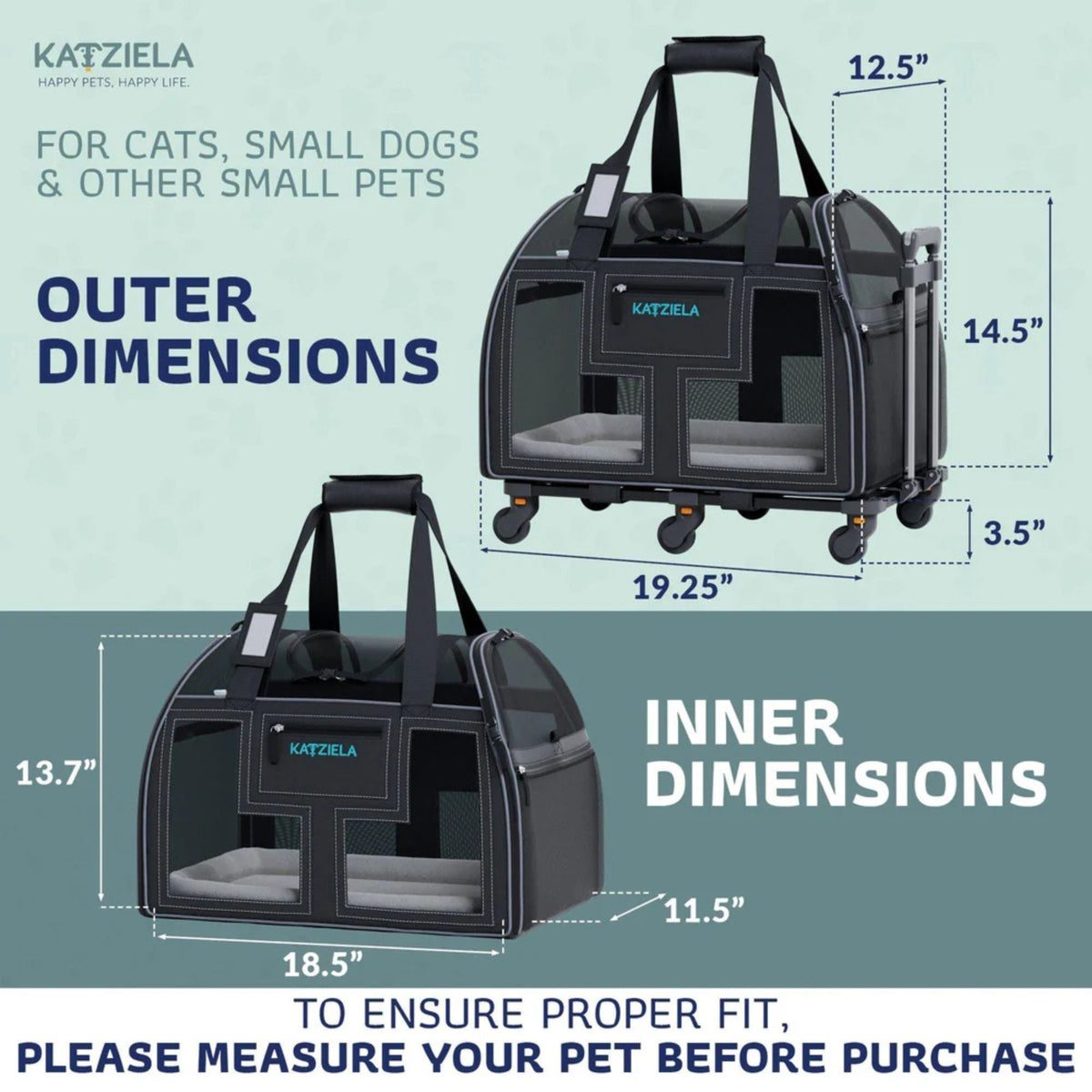 Katziela Luxury Lorry Wheeled Carrier Gray