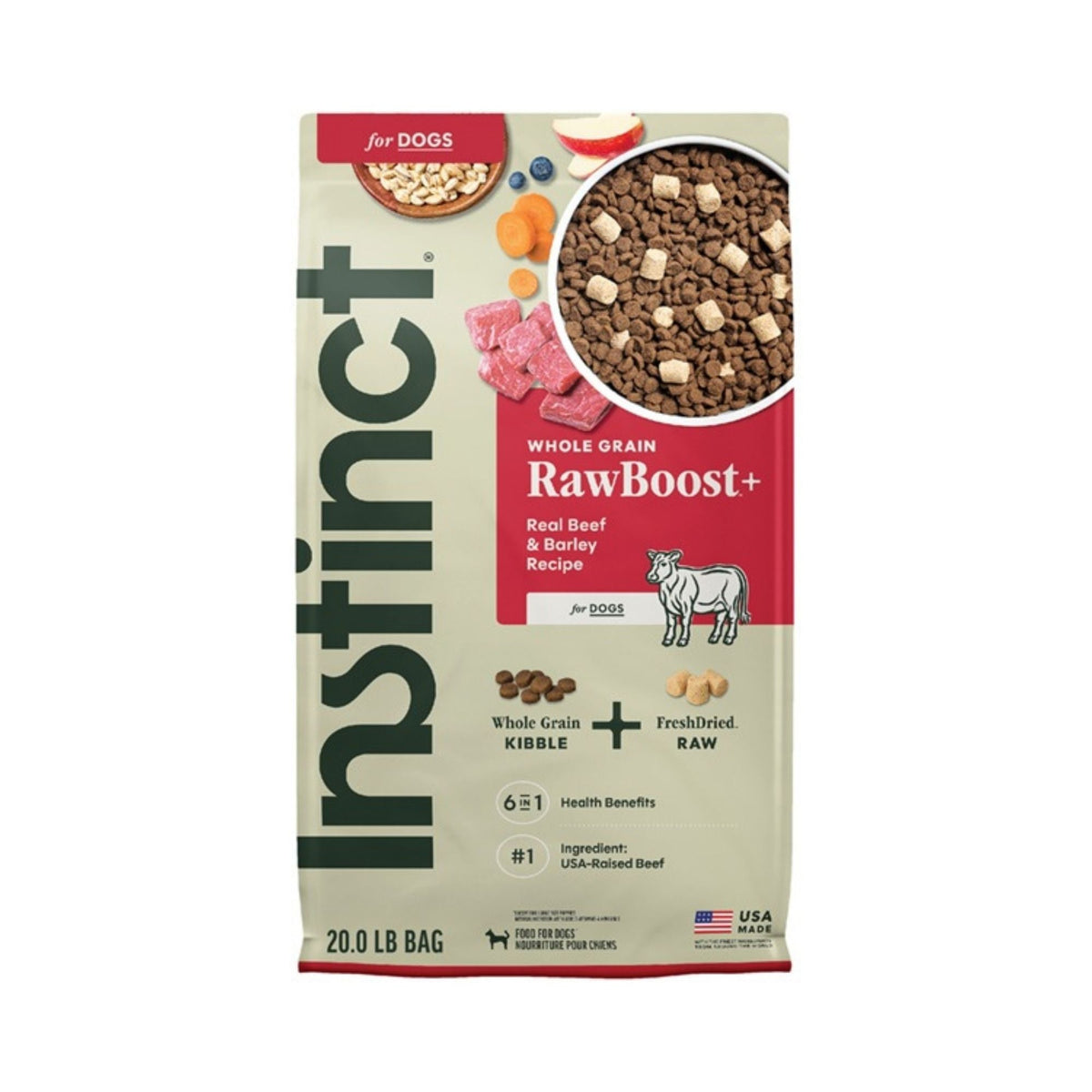 Instinct Raw Boost Whole -grain Beef & Barleyl 20Lb