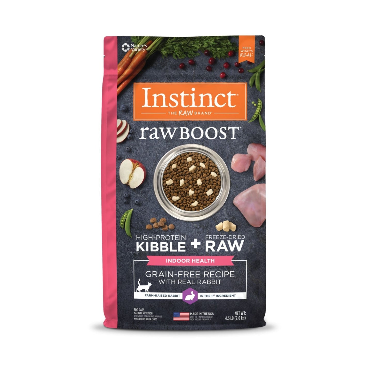 Natures Variety Instinct Raw Boost Cat Indoor Health Rabbit Grain-free 4.5Lb