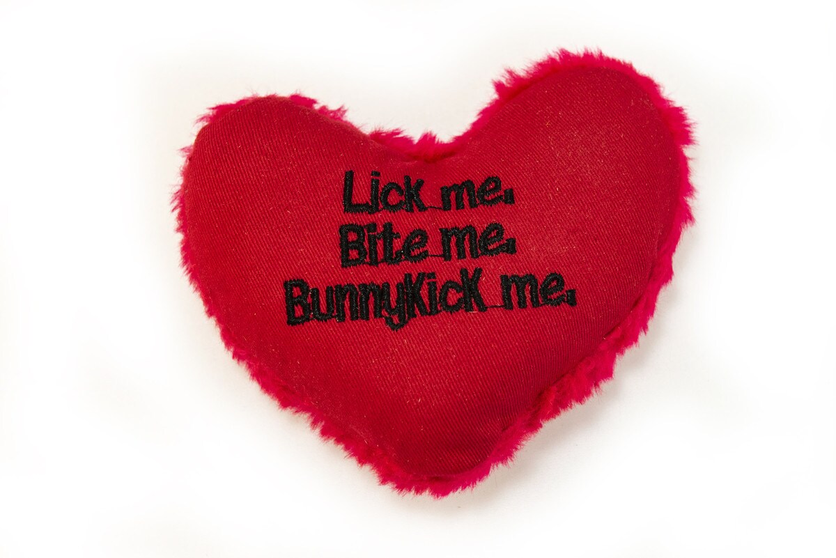 Yeowww! Hearrrt Attack Lick me, Bite me, Bunnykick me Catnip Cat Toy