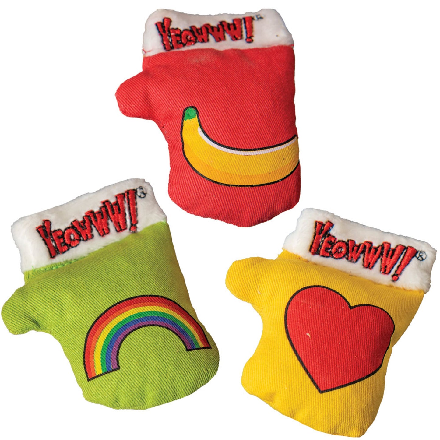 YEOWWW! Kitten Mittens Catnip Cat Toys 3pk