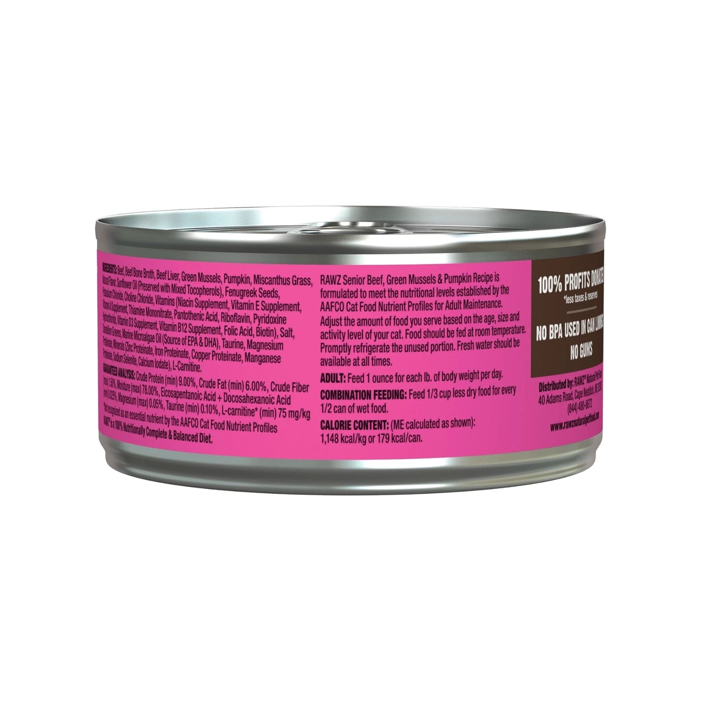 Rawz Senior Cat Beef Green Mussels Pmpkn Pate 5.5oz. (Case of 24)