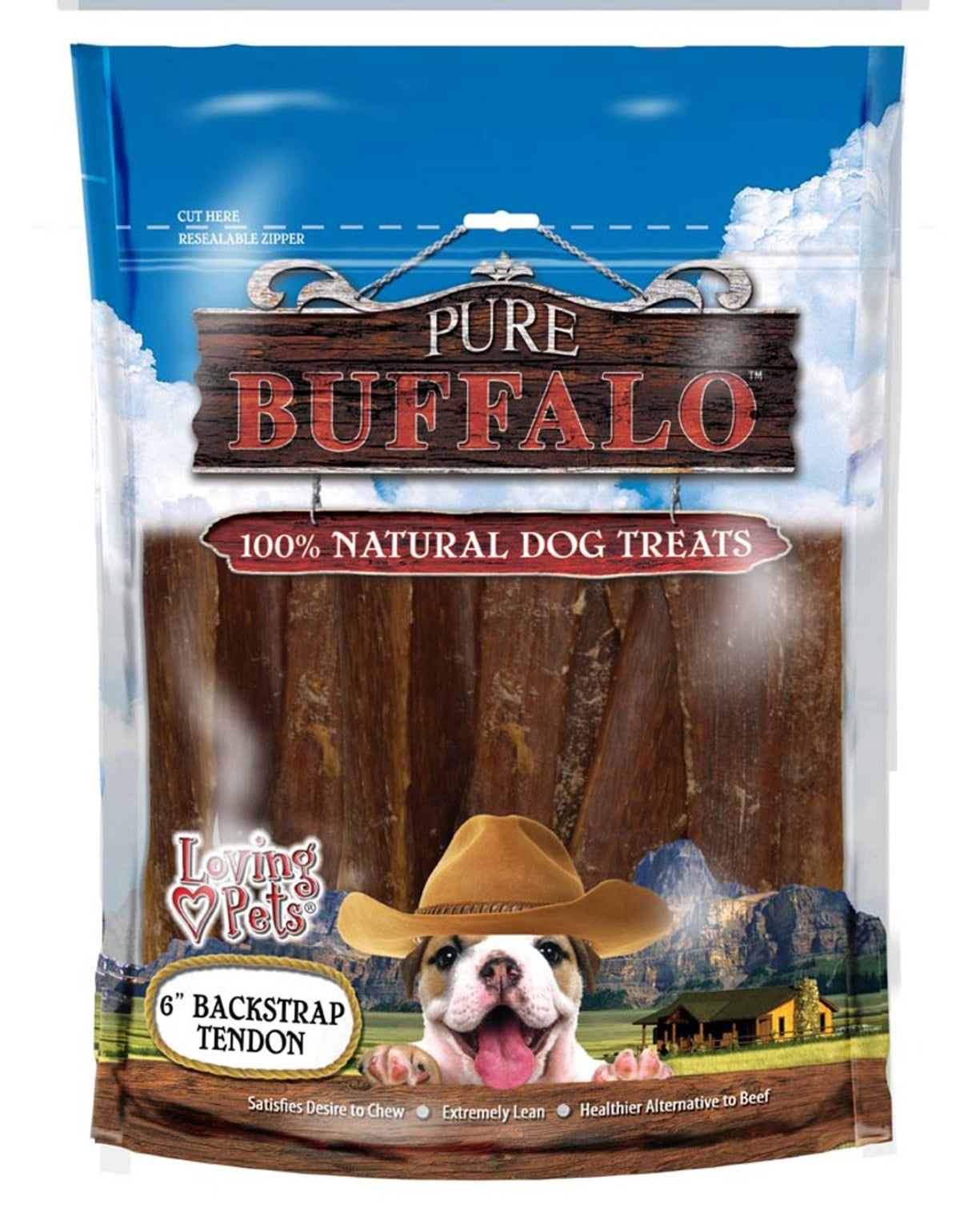 Loving Pets Pure Buffalo û Backstrap Tendon Dog Treat 20pk/6in
