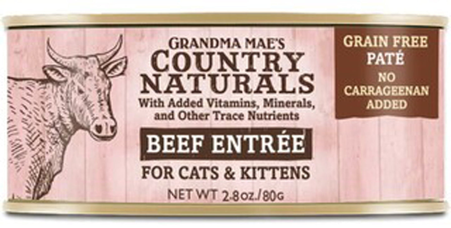 Grandma Mae's Grain Free Cat & Kitten Pates Beef 24ea/2.8oz