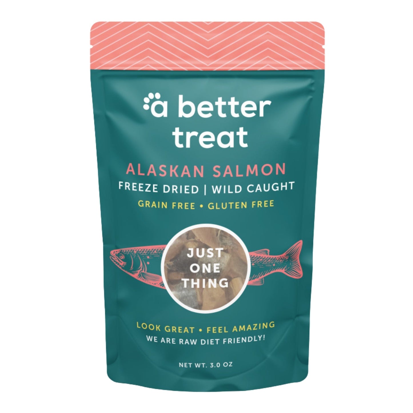 A Better Treat Just One Thing Freeze Dried Dog and Cat Treats Wild Caught Salmon 3oz. (Case of 6) 2 case minimum
