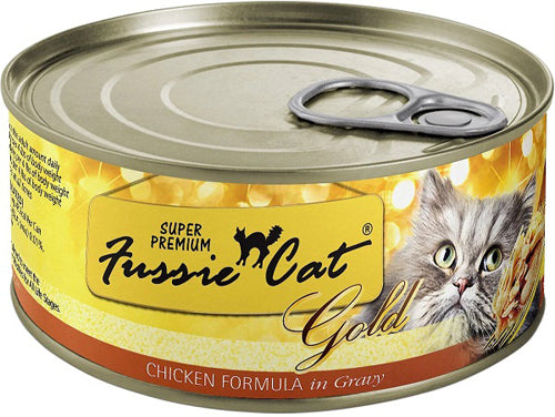 Fussie Cat Gold Chicken Gravy 2.82oz/24 Superprem Can