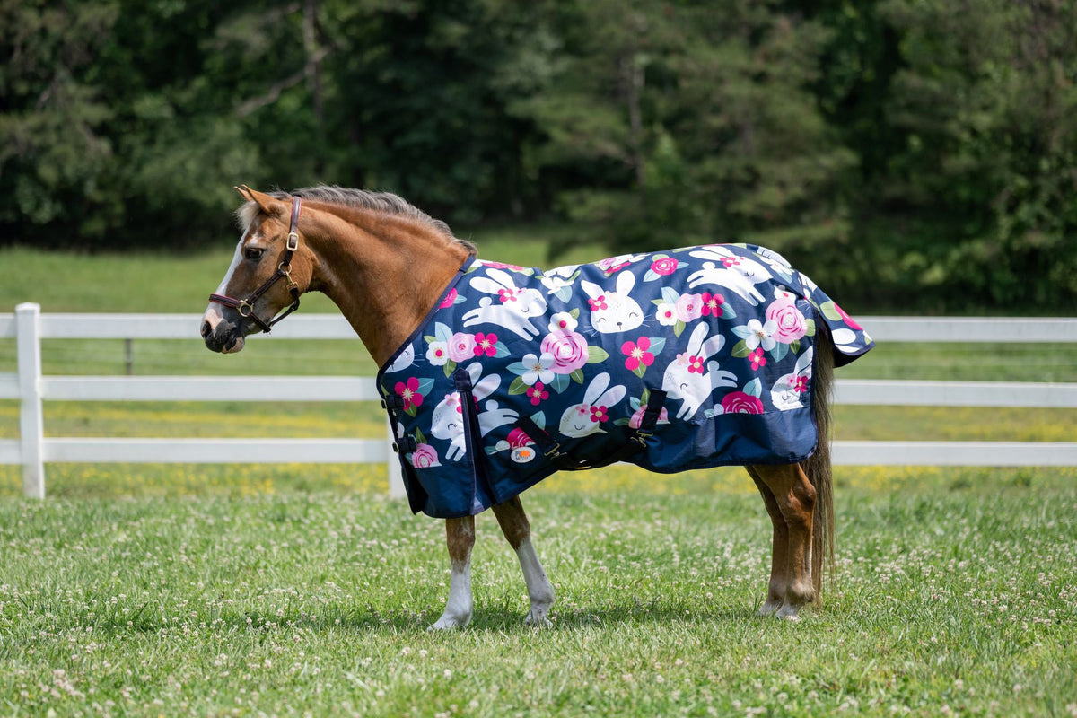 Miller's Standard Neck Rabbit Print Pony Turnout Blanket 1200D 200 GSM Polyfill- Royal- 63