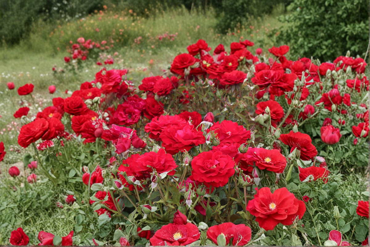 Red Masterpiece Floribunda Rose Live Plant, 1-Gallon Red Rose Bush for Garden, Landscape, Flowering, Rosa spp.