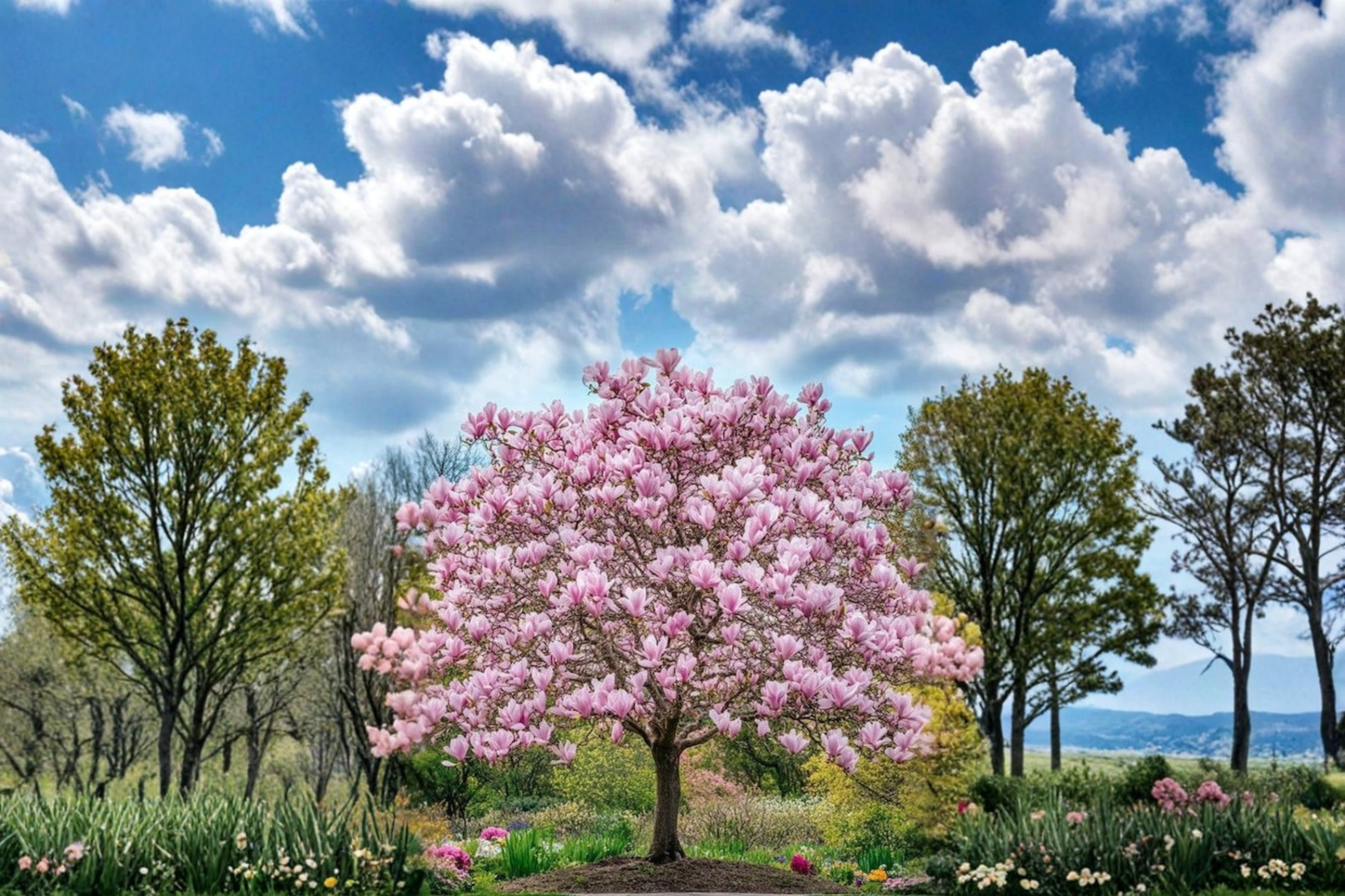 Pink Japanese Magnolia Tree 4-5 ft Live Flowering Tree with Large Pink Blooms, Ornamental Landscape Plant, Magnolia × soulangeana