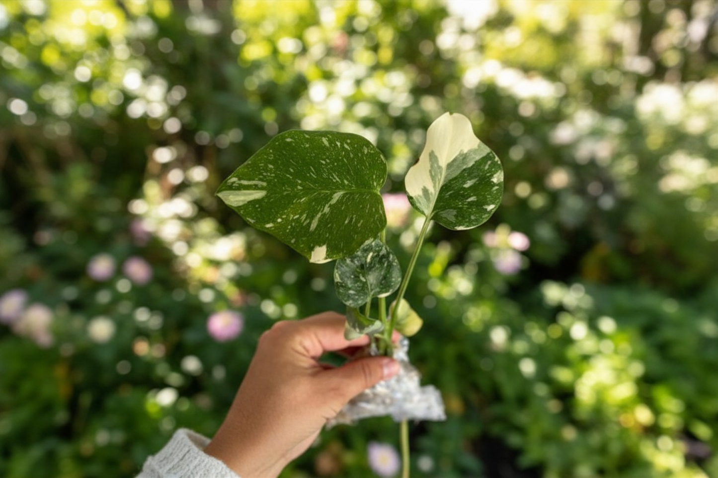 Monstera Thai Constellation Tissue Culture Plant, Fully Rooted Variegated Indoor Houseplant, Rare Climbing Monstera deliciosa