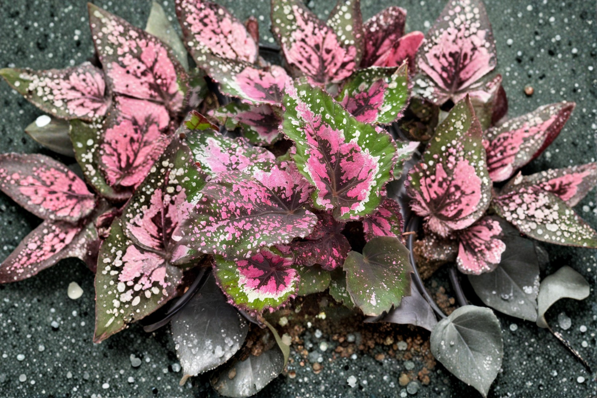 Begonia Alaska Creek Live Plant, Rex Begonia, Pink Foliage, Tropical Houseplant, 4-Inch Pot
