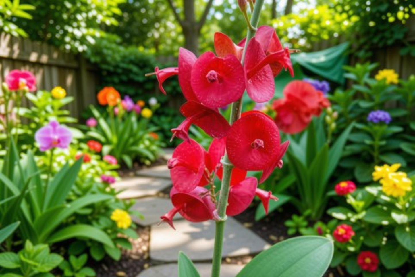 Red Mandarin Hat Live Starter Plant – Holmskioldia sanguinea – Well-Rooted Ornamental Shrub