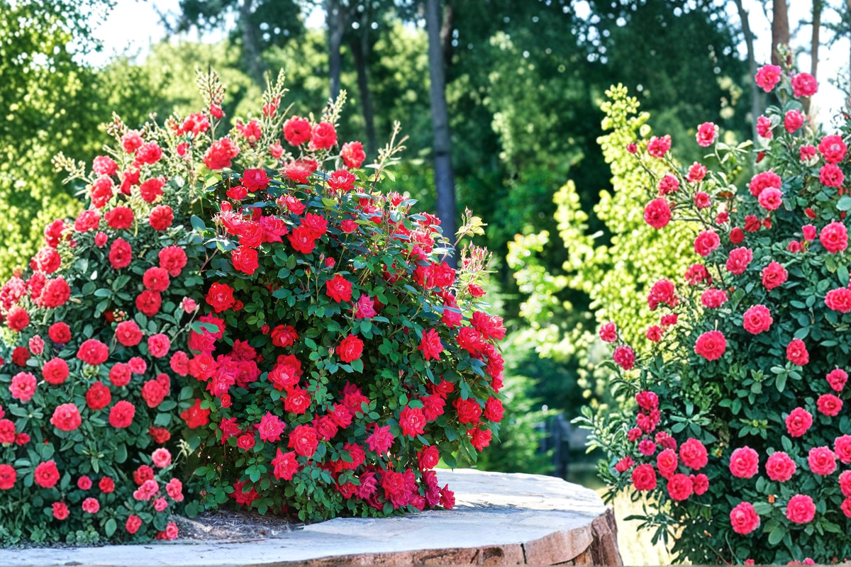 Double Knock Out Red Rose Bush Live Plant 3 Gal, Vibrant Red Blooms, Flowering Shrub, Rosa spp. Outdoor Garden Landscape