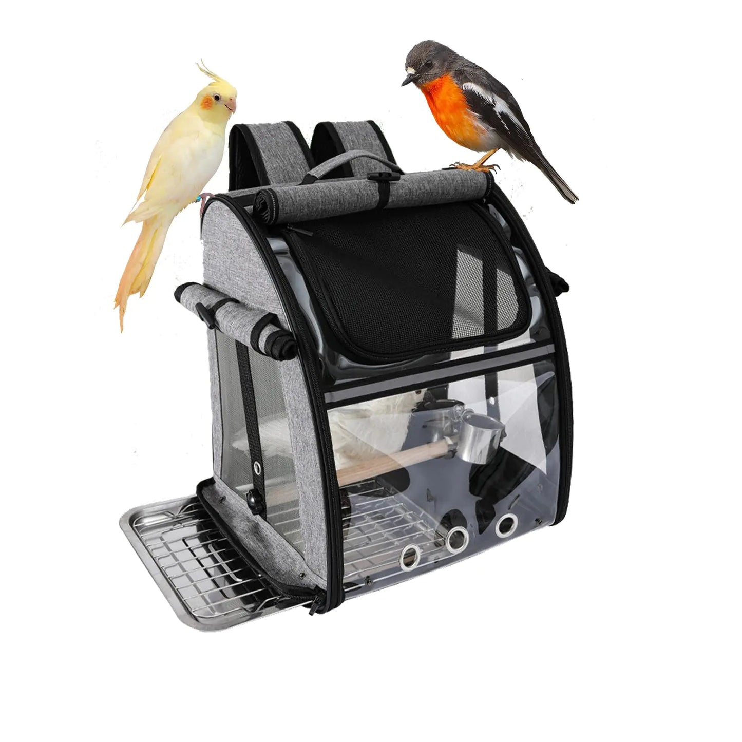 Pawfectjee Portable Bird Carrier Backpack Ideal Bird Travel Carrier For Parrot Finch Sparrow Bird Backpack With Portable Cage