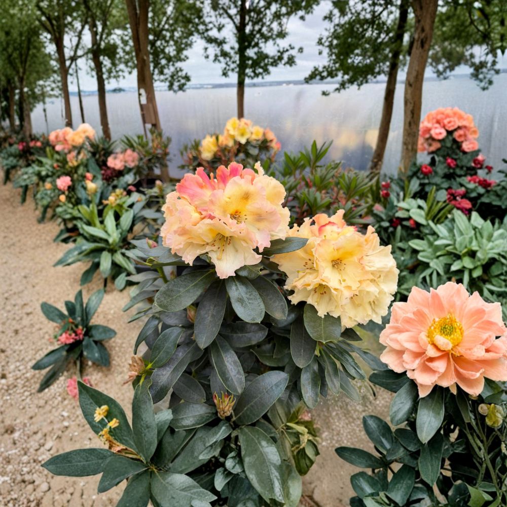 Rhododendron ‘Horizon Monarch’ Live Evergreen Shrub | Yellow Pink Cream Blooming | #2 Container Grown