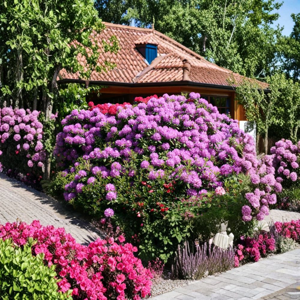 Catawbiense Grandiflorum Rhododendron – Live Evergreen Shrub with Bright Purple Blooms