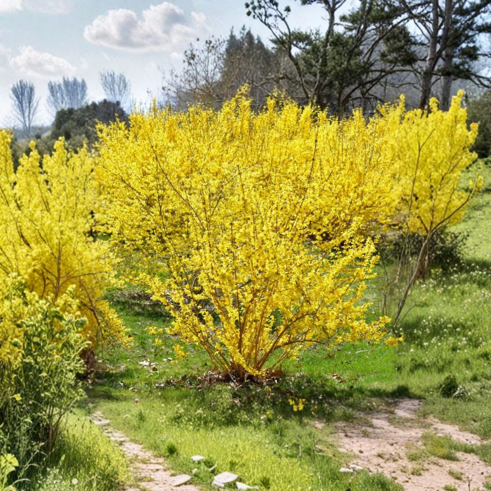 New Hampshire Gold Forsythia - Cold-Hardy Flowering Shrub in 4 Inch Pot