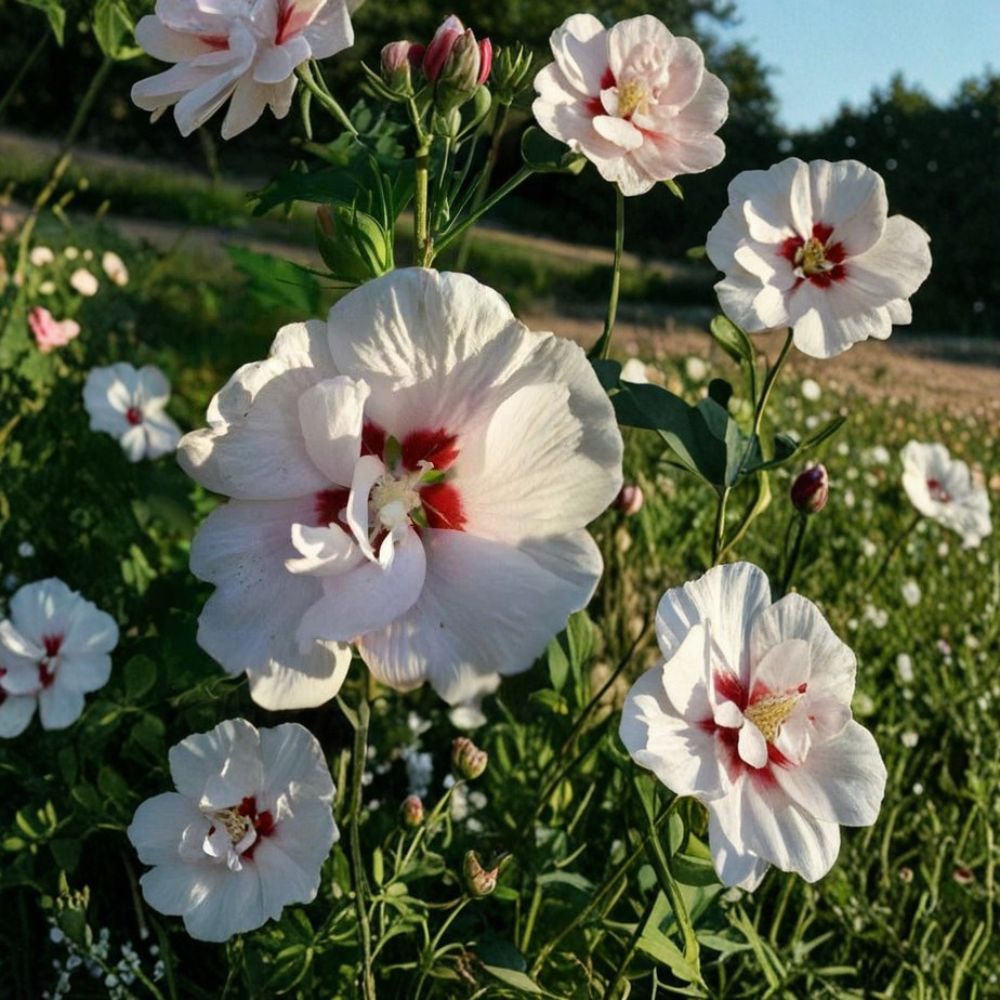 Double Flower White Althea Rose of Sharon – 2 Gallon Live Shrub Plant with Double White Blooms
