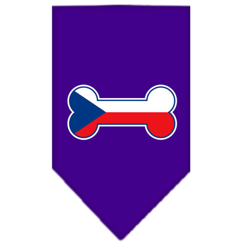 Pet and Dog Bandana Screen Printed, "Bone Shaped Czech Republic Flag"