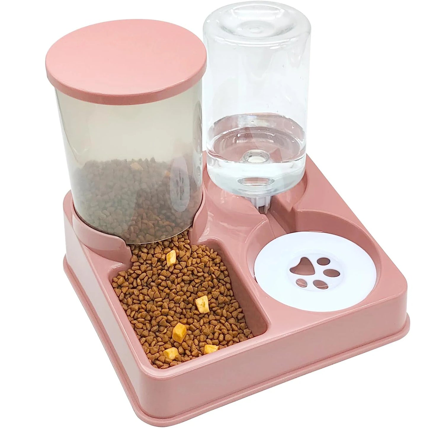 Automatic Cat Feeder Water Dispenser Set 2 In 1 Tilted Automatic Pet Food And Water Feeder Gravity Food Feeder And Waterer