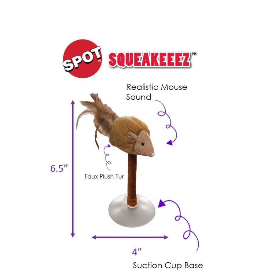Spot Squeakeeez Mouse On Suction Cup Cat Toy