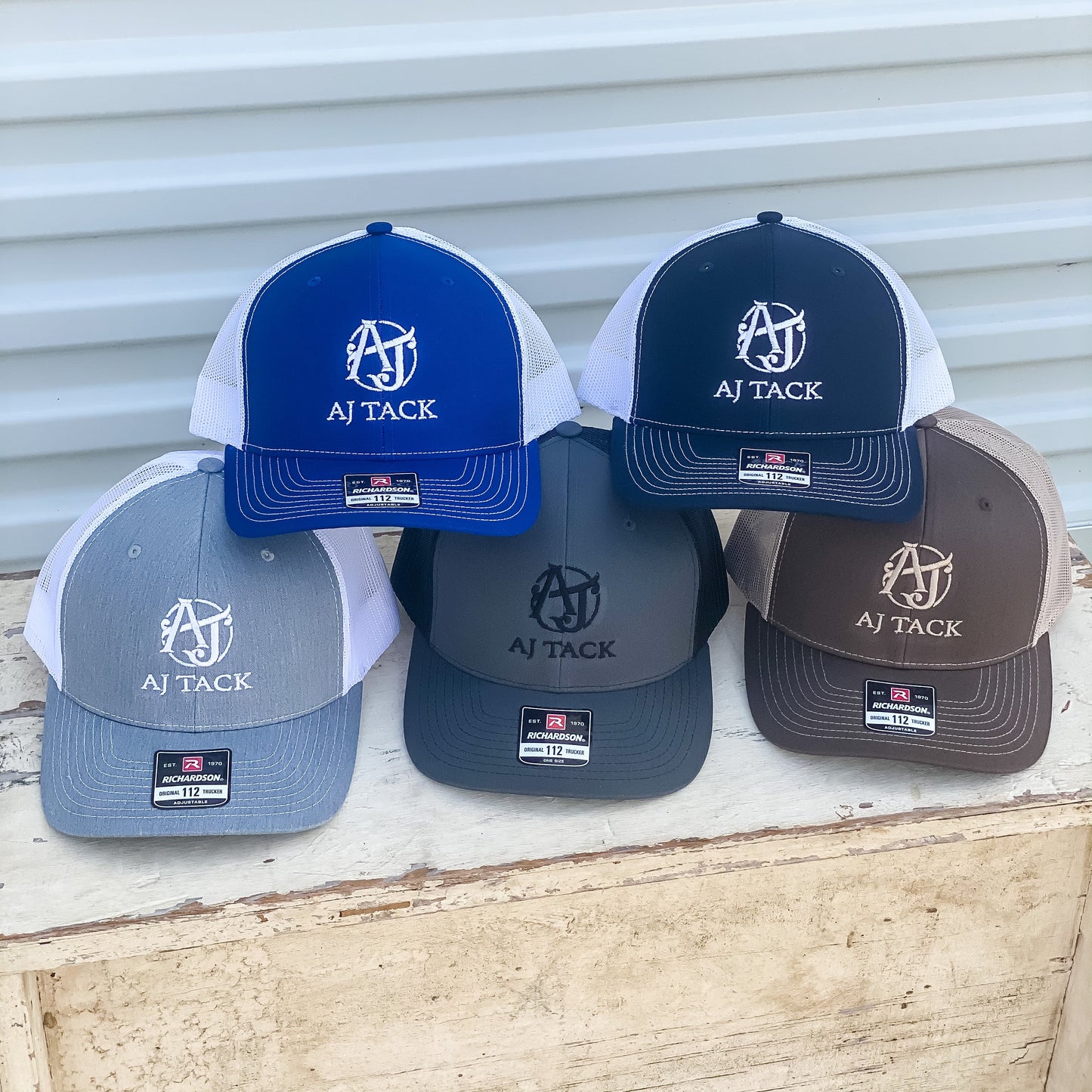 AJ Tack Heather Grey Embroidery Mesh Back Cap